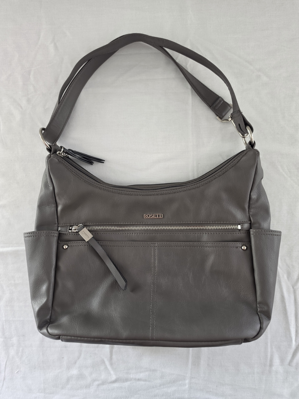 Rosetti Women's Gray Faux Leather Shoulder Or Crossbody Bag Purse